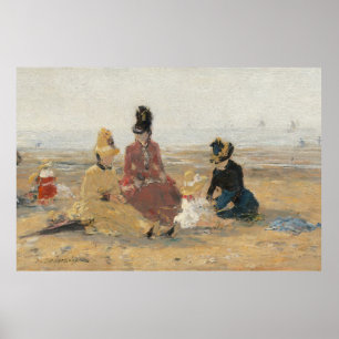Poster Sur la plage Trouville 1887 par Eugene Boudin