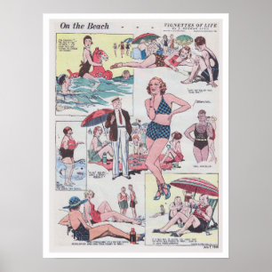 Poster Sur la plage - Vintage - 1935