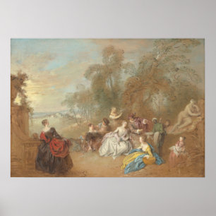 Poster Sur la terrasse - Jean-Baptiste Pater Art