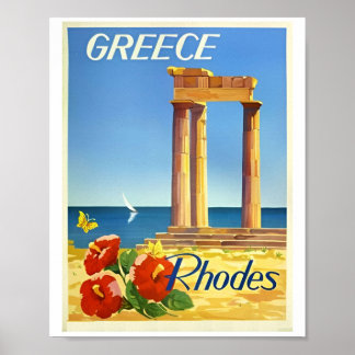 Poster sur la toile de voyage de la Grèce vintage