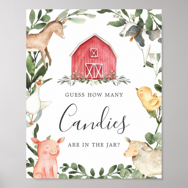 Poster Sur Le Baby shower Des Fermes Devinez Combien De C (Devant)