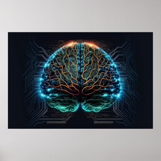 Poster sur le Cyber Cerveau Ordinateur (Devant)