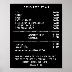 Poster Sur le dos Jésus a tout payé Christianisme Chrétie