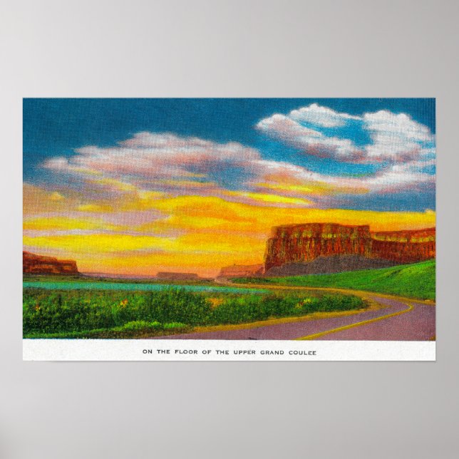 Poster Sur le sol du barrage Upper Grand Coulee (Devant)