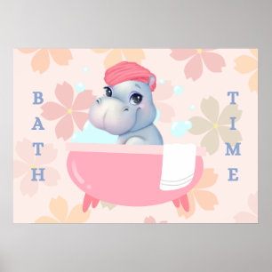 Poster sur le temps de bain de bébé Hippo