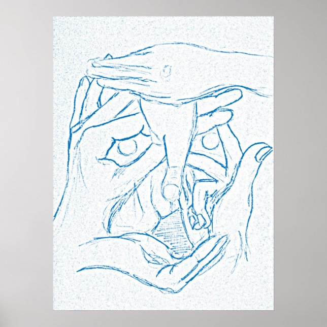 Poster sur le visage des mains (Devant)