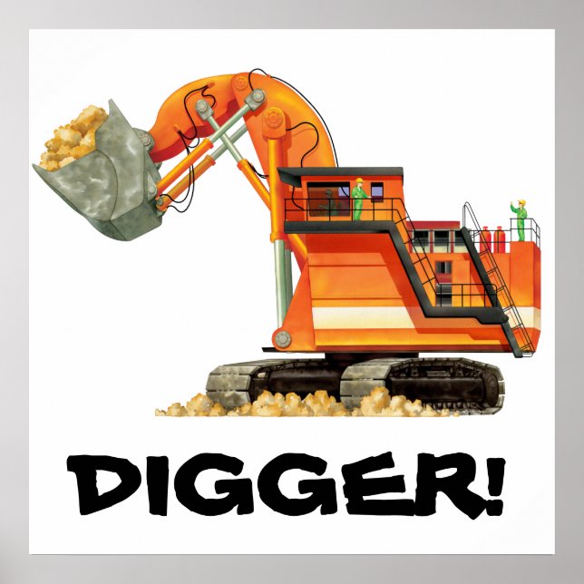 Poster sur les enfants Orange Digger de constructi (Devant)