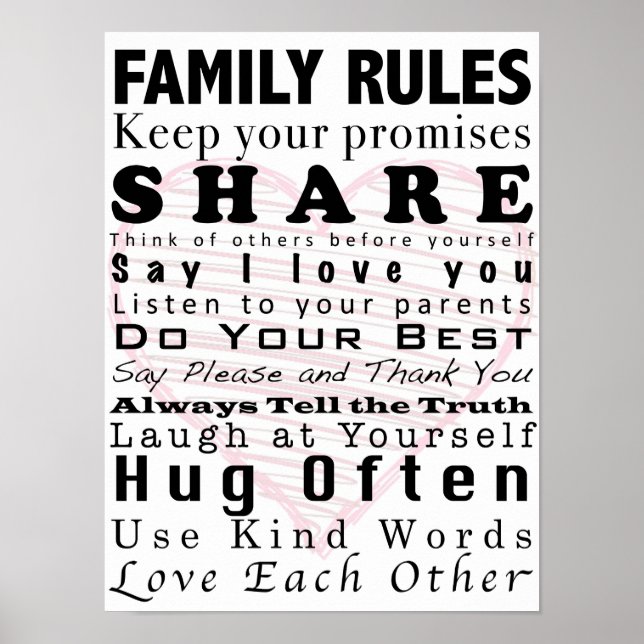 Poster sur les règles de famille (Devant)