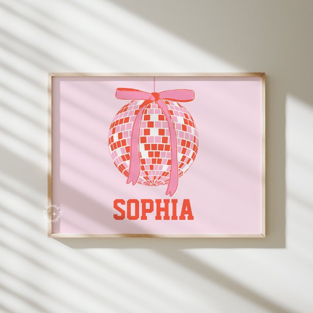 Poster sur mesure du nom de la chambre de la fille (Personalized Disco Girl Bedroom Custom Name Poster)