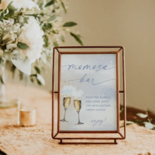 Poster Sur un nuage 9 Baby Shower Momosa Panneau de bar A