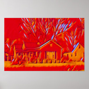 Poster Surburbs à flammes rouges