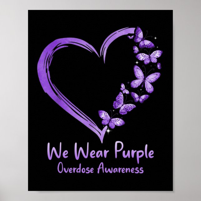 Poster Surdose Sensibilisation au papillon pourpre Coeur (Devant)