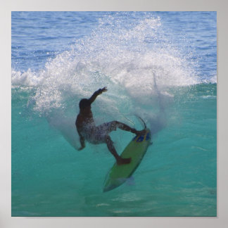 Poster surf à une grande vague