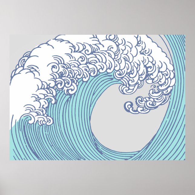 Poster Surf asiatique japonais Vague Art Ocean Art (Devant)