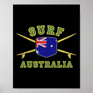 Poster Surf Australie Planches de Surf Vintage Drapeau Au