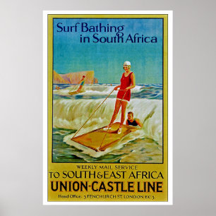 Poster Surf Baignade en Afrique du Sud