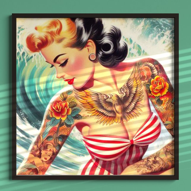 Poster Surf Beach Pin-up (Créateur téléchargé)