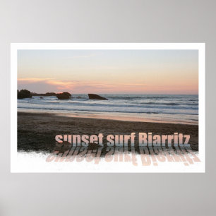 Poster surf Biarritz de coucher du soleil