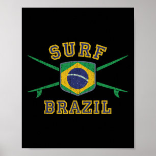 Poster Surf Brésil Drapeau Vintage Brasil Planches de Sur