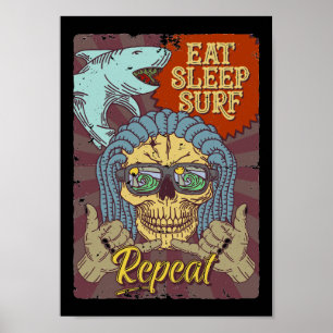 Poster Surf de sommeil de manger répéter