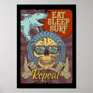 Poster Surf de sommeil de manger répéter