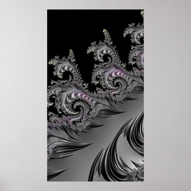 Poster SURF ! Gunmetal Gris Fractal Abstact Art (Devant)