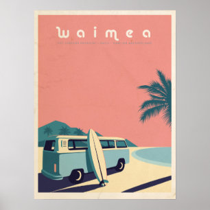 Poster Surf hawaïen rétro