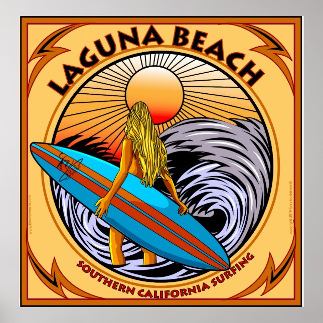 POSTER SURF LAGUNA BEACH CALIFORNIA (Devant)