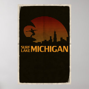 Poster Surf le lac Michigan !