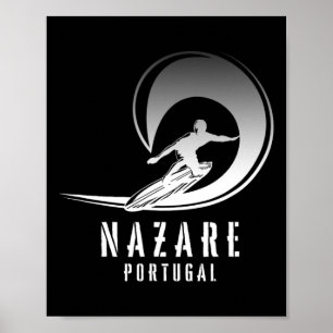 Poster Surf Nazare, Surfant à Nazare au Portugal, Tube de