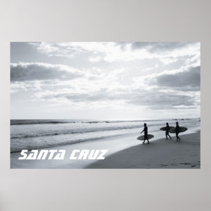 Poster Surf père Noël Cruz Californie