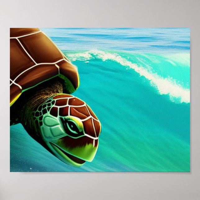 Poster Surf tortue (Devant)
