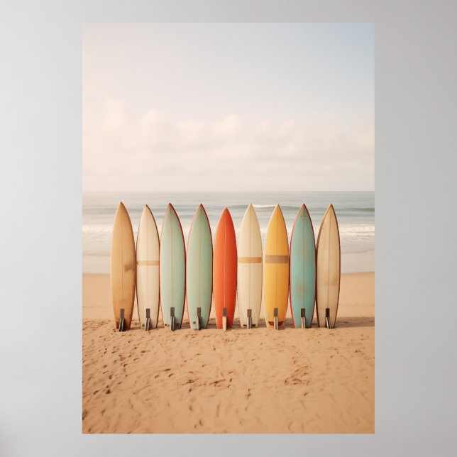 Poster Surf vintage Sur La Plage (Devant)