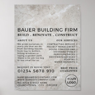 Poster Surface Béton, Bâtiment Firme, Constructeurs Adver