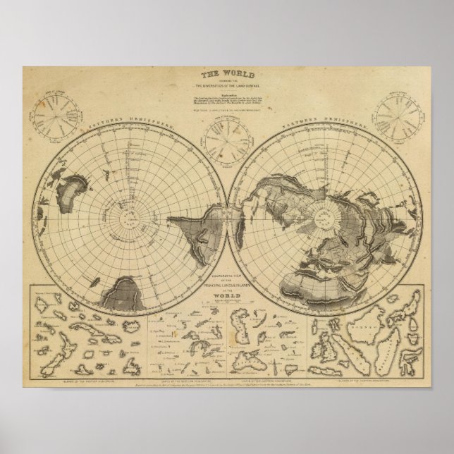 Poster Surface terrestre mondiale (Devant)
