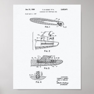 Poster Surfboard 1969 Patent Art Livre blanc