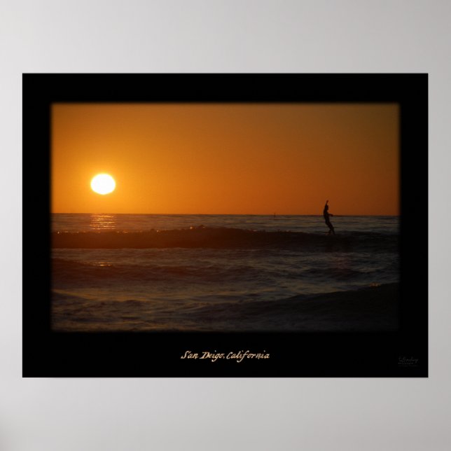 Poster Surfer du coucher de soleil (Devant)