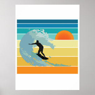 Poster Surfer Dude Sunset Vintage