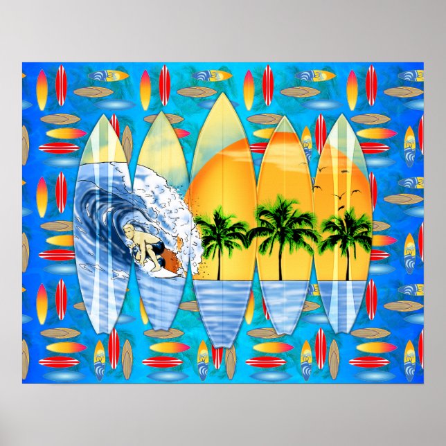 Poster Surfer Et Surf (Devant)