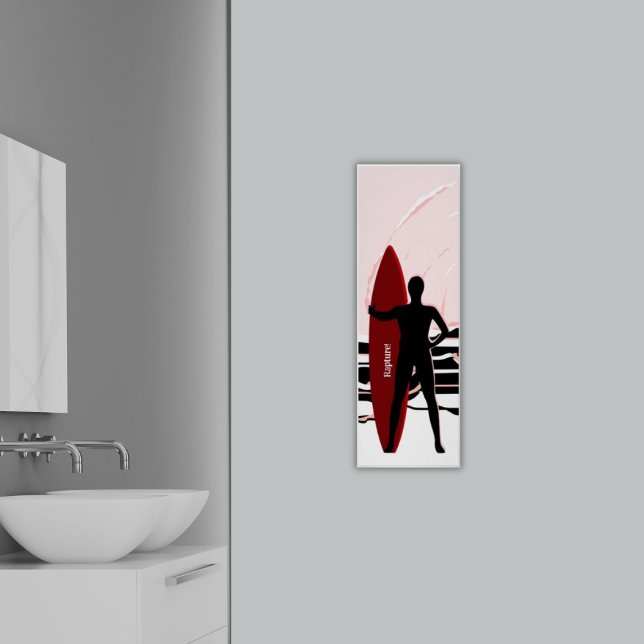 Poster Surfer Évaluer Le Surf À Sunrise (Surfer Evaluating The Surf At Sunrise Poster - Bathroom)