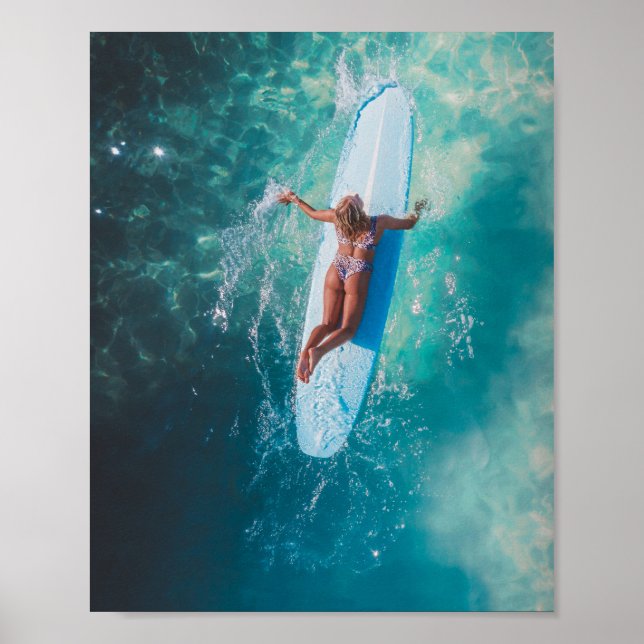 Poster Surfer Girl Paddling Photographie (Devant)