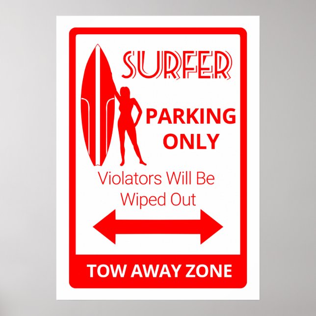 Poster Surfer Girl Parking uniquement (Devant)