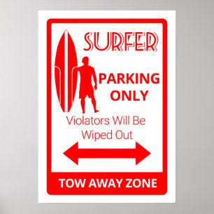Poster Surfer Parking Only