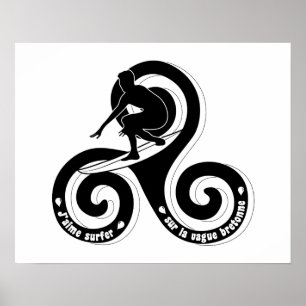 Poster Surfer sur la vague bretonne (version homme)