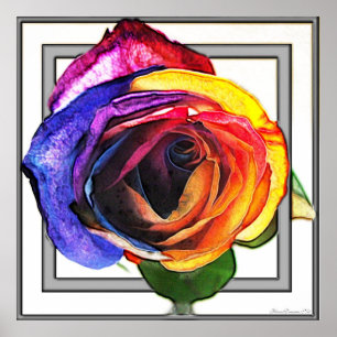 Poster Surfer sur le Rose Rainbow