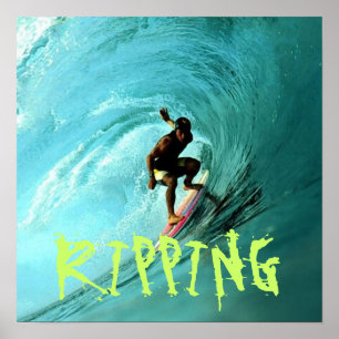 Poster Surfer survolant une vague