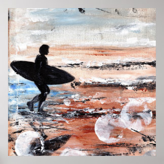 Poster Surfer Walking Art Print