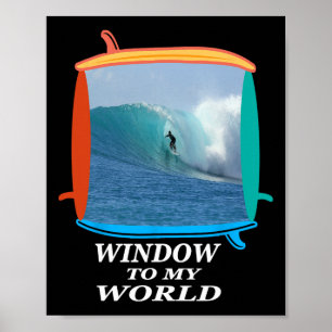 Poster Surfeur, Surf, Vagues, Océan, Fenêtre de planches