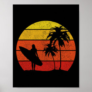 Poster Surfeur Vintage Surf Plage Surfing Surfing Surfing