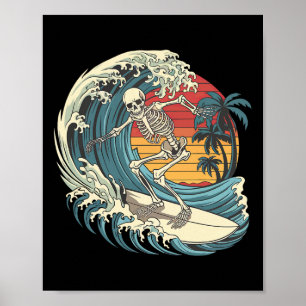 Poster Surfing de squelette